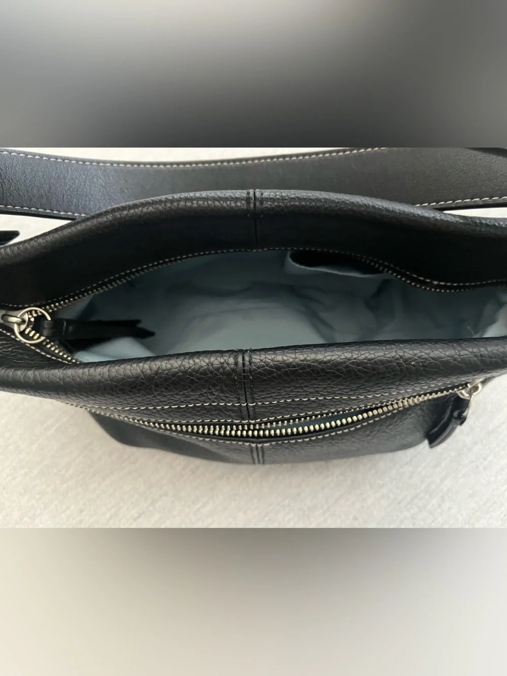 Coach Black Leather East West Shoulder Duffle Hobo Bag (F15065)